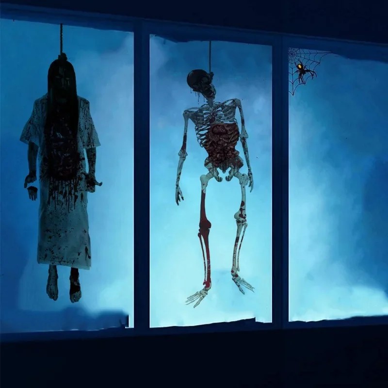 Jual Halloween Skeleton Ghost Window Sticker Horror Female Ghost Window ...