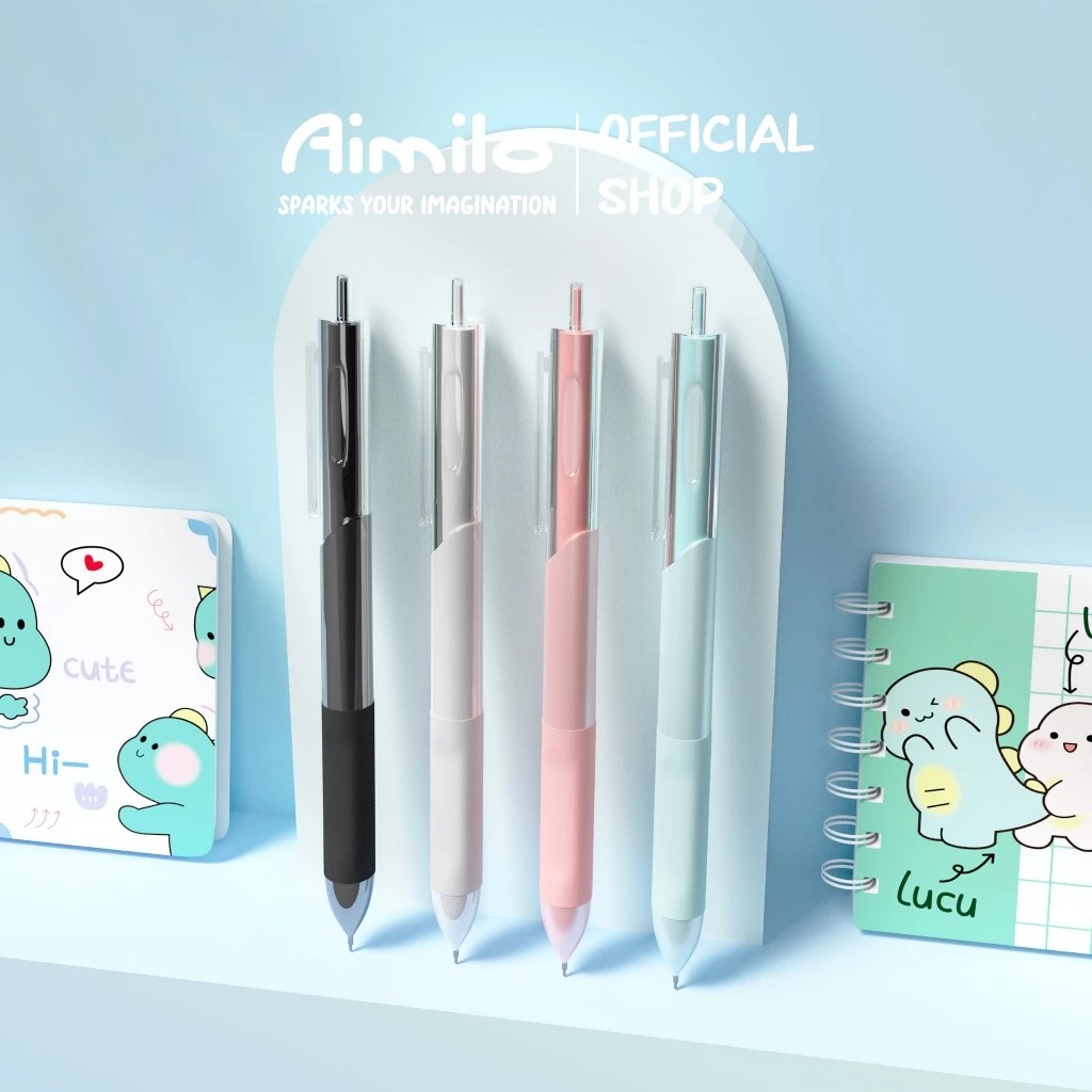 Jual [READY] Aimilo Gel Pen Pulpen Gel Retractable 4 Warna 0.5mm 1 ...