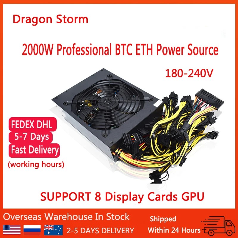 Jual BEST SELLER ATX 2000w Miner Power Supply For All Kinds of Graphics ...
