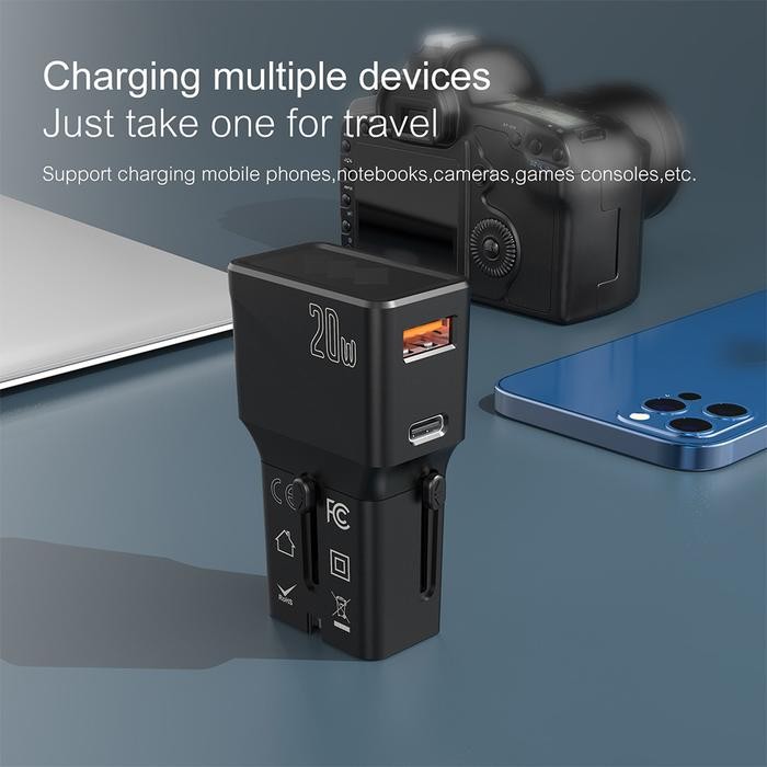 Jual AZKO Krisbow Travel Adaptor Usb A Dan Type C Kepala Charger Power ...