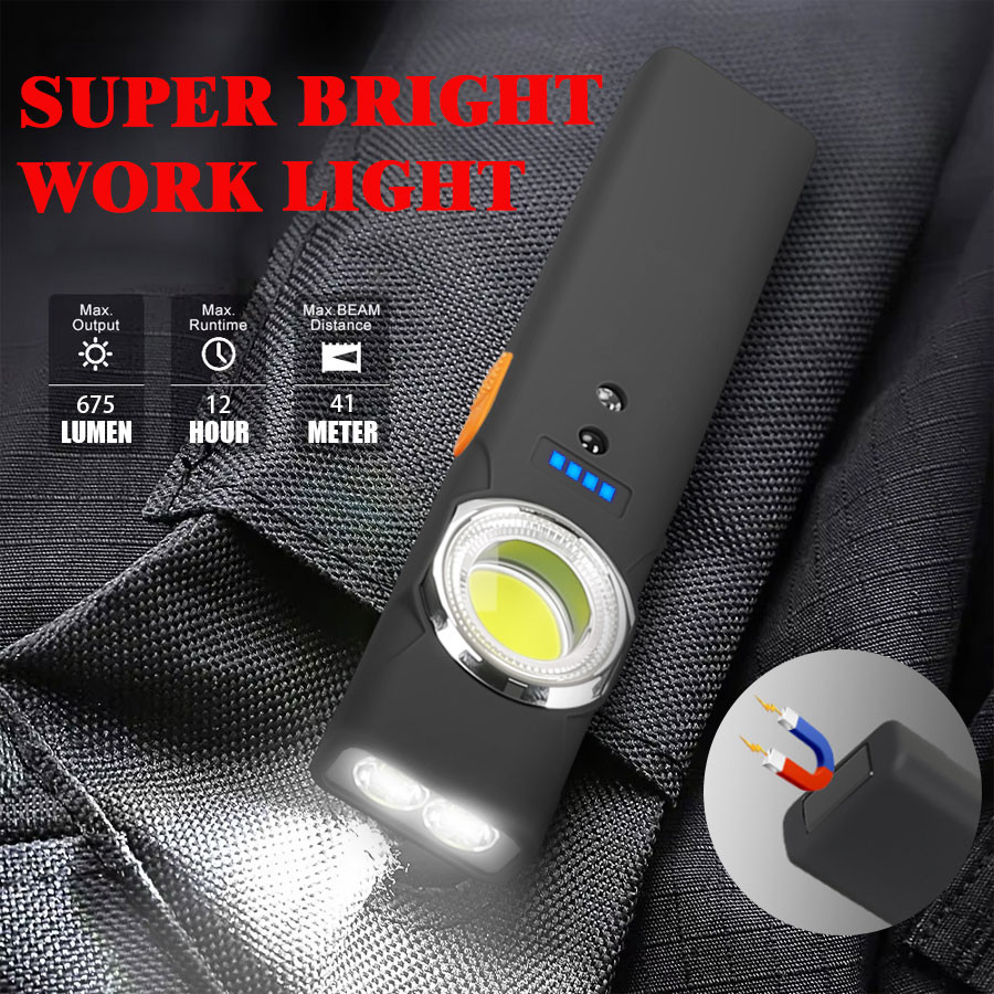 Jual Portable Sensor Outdoor Dual Light Source Flashlight With Magnetic ...