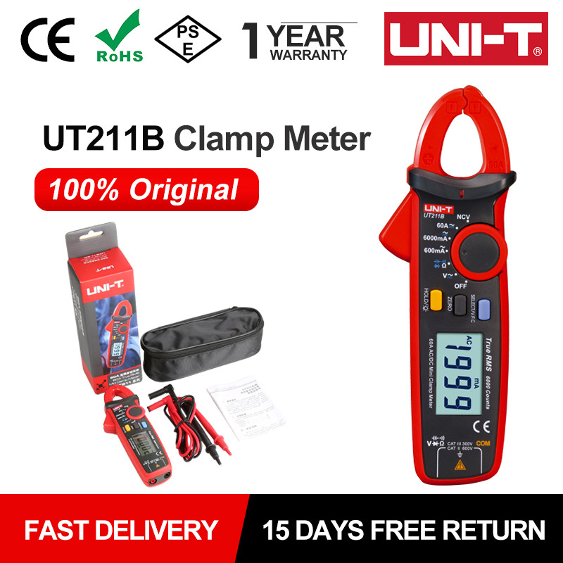 Jual BEST UNI-T Mini Digital Clamp Meter UT211B Auto True RMS 60A AC DC ...