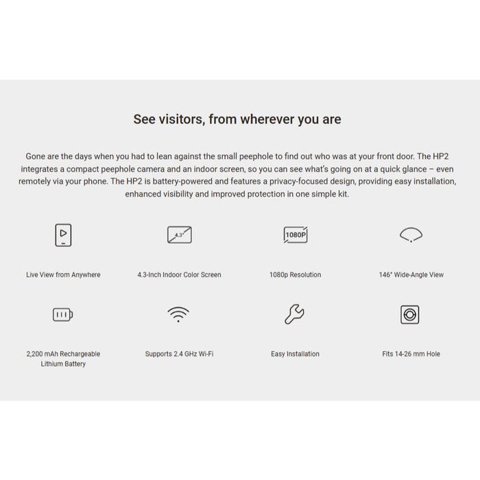 Jual Ezviz Hp2 2Mp Smart Home Battery Powered Wire Free Peep ...