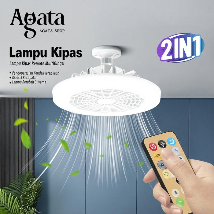 Jual New Lampu Kipas AC Remote Multifungsi 30W 2in1 LED Smart Fan Light ...