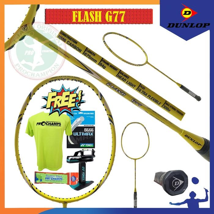 Jual DUNLOP FLASH G77 / FLASHG77 RAKET BADMINTON ORIGINAL | Shopee ...