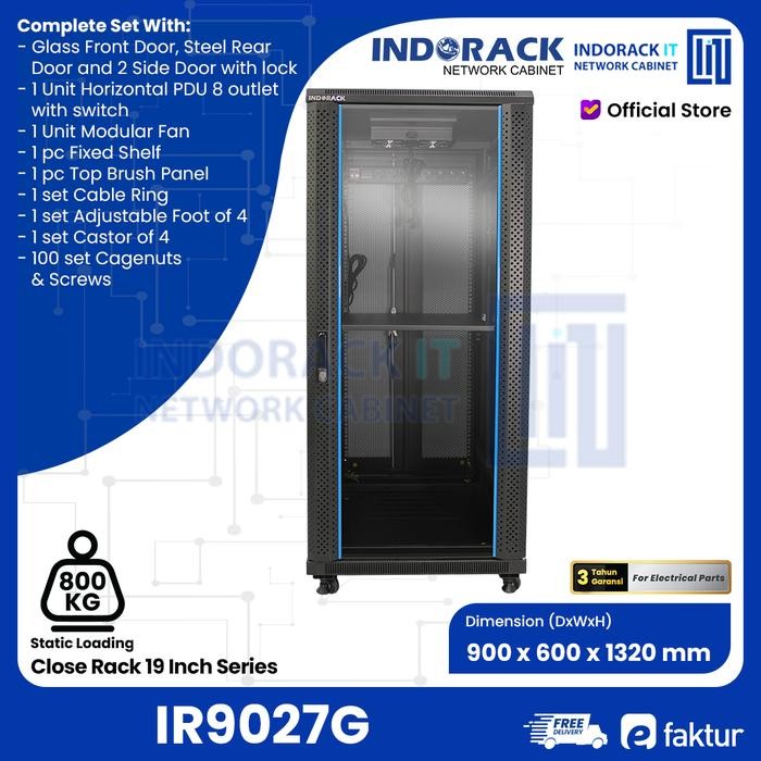 Jual Close Rack INDORACK Glass Door Rack Server 27U Depth 900mm ...