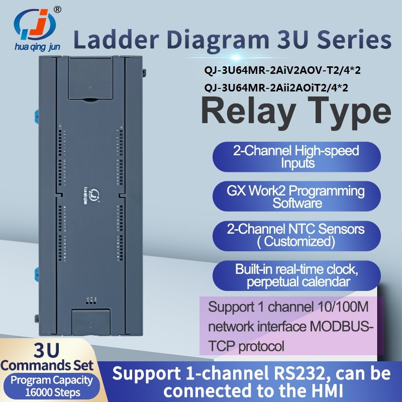 Jual Baru Huaqingjun 32DI 32DO Relay Output PLC RS485 232 2AI 2AO 4 ...