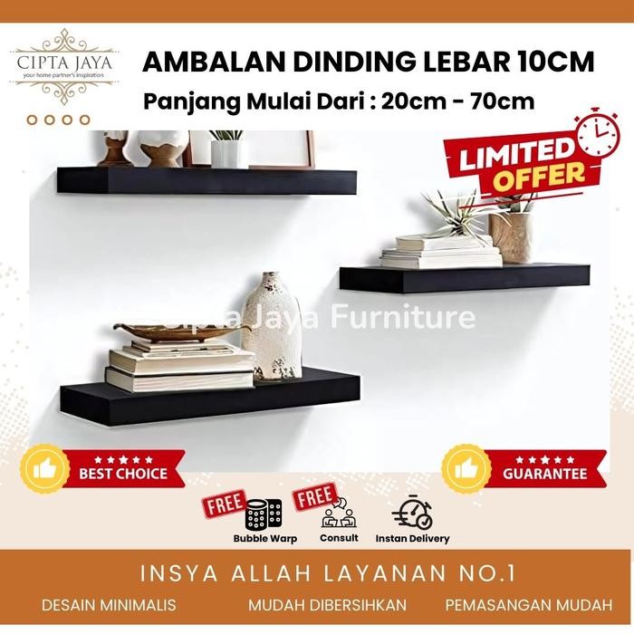 Jual READY Rak Ambalan Dinding Tempel Minimalis Multifungsi uk 20 30 40 ...
