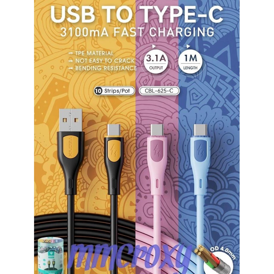 Jual Tecnix CBL-625C Kabel Data USB Type C Fast Charging 3.1A Cable ...