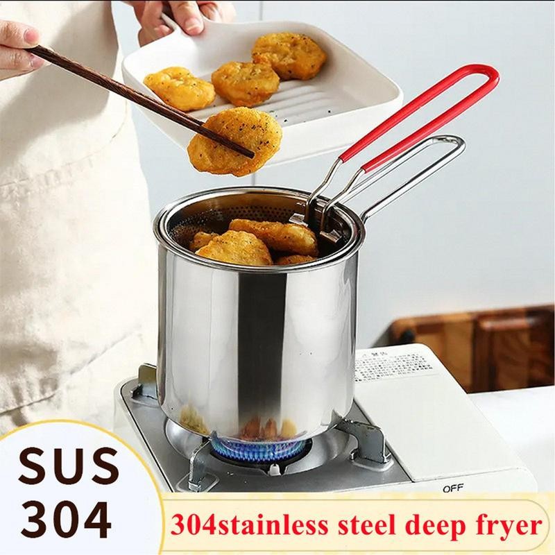Jual Mini Deep Fryer Pot 304 Stainless Steel Fryer Pot With Strainer ...