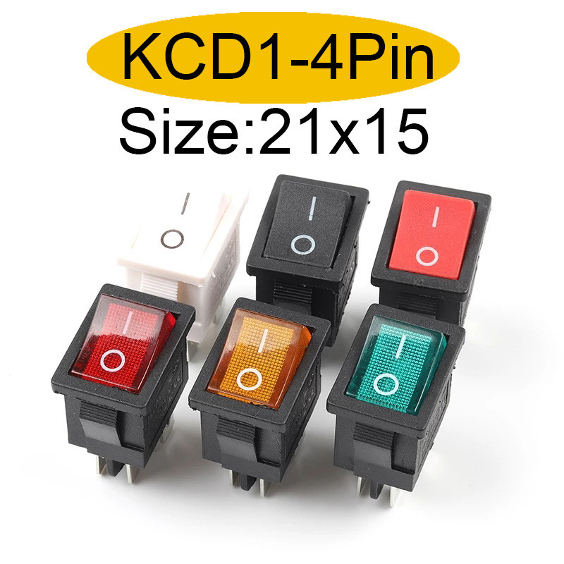 Jual IMPORT 5/10 PCS KCD1 6A/250V AC 10A/125V 21*15mm 4 Pin Boat Car ...