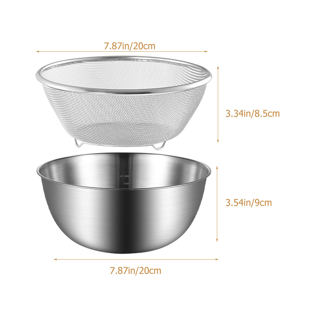 Jual Bowl Strainer Colander Washing Rice Basket Kitchen Stainless Steel ...