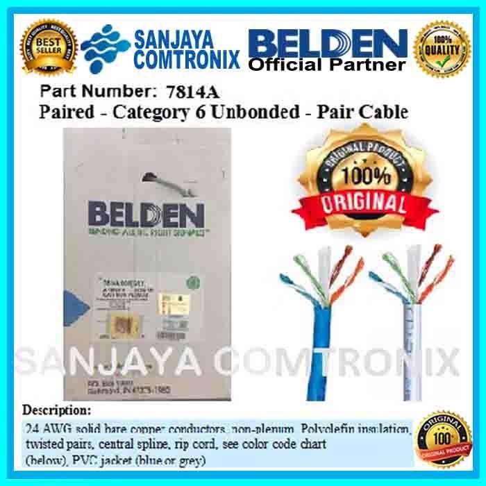 Jual Belden 7814A Cable Utp Rj45 Cat-6 Kabel Lan Cat6 305Mtr Original ...