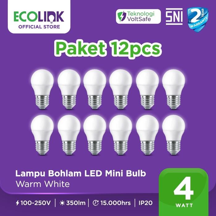 Jual Ecolink Lampu Bohlam LED Mini Bulb 4W Kuning Warm White Paket ...