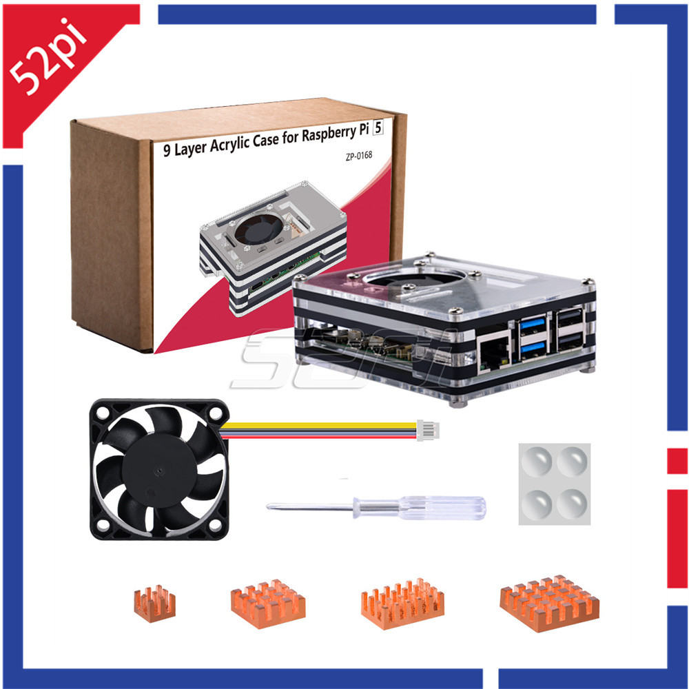 Jual PROMO 52Pi Raspberry Pi 5 Case Acrylic Case with Adjustable-Speed ...