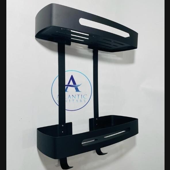 Jual ASLI Rak datar susun stainless hitam/ Rak shampo susun hitam READY ...