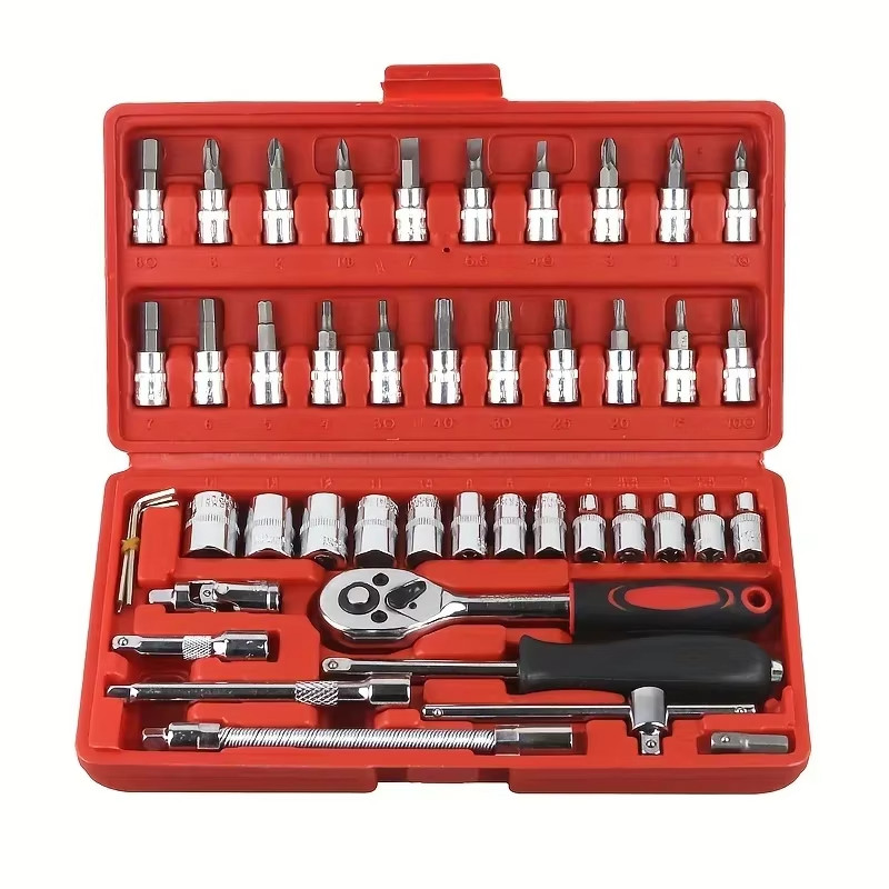 Jual 46pcs Car Repair Tool Kit Ratchet Torque Wrench Spanner ...