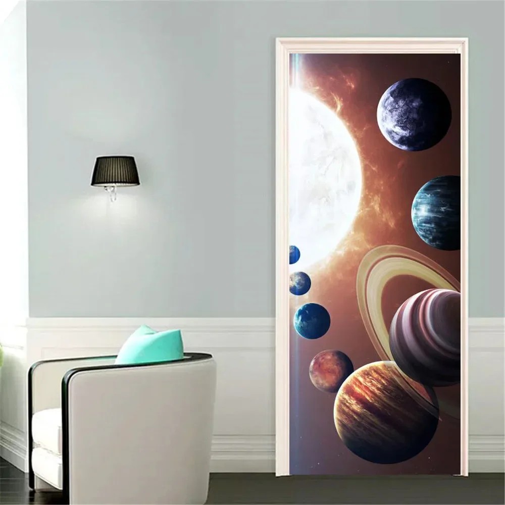 Jual Universe Planets Door Stickers Wallpaper Cosmic Galaxy Starry Sky ...