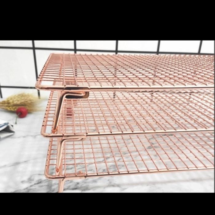 Jual stackable stainless 304 ROSE GOLD Cooling rack 42x27cm dengan kaki ...