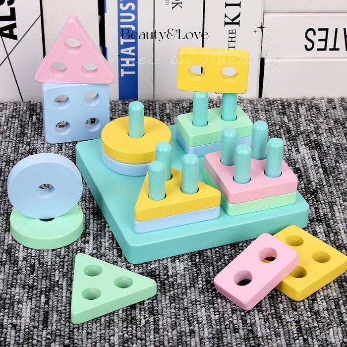 Jual Geometric Shape Stack Board/Menara geometri susun /Pilar Basic ...