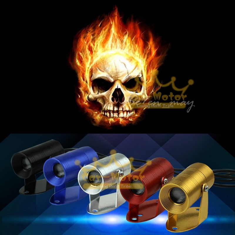 Jual 3D Motor LED Flaming Skull Ghost Logo Motorcycle Parts Lighting ...