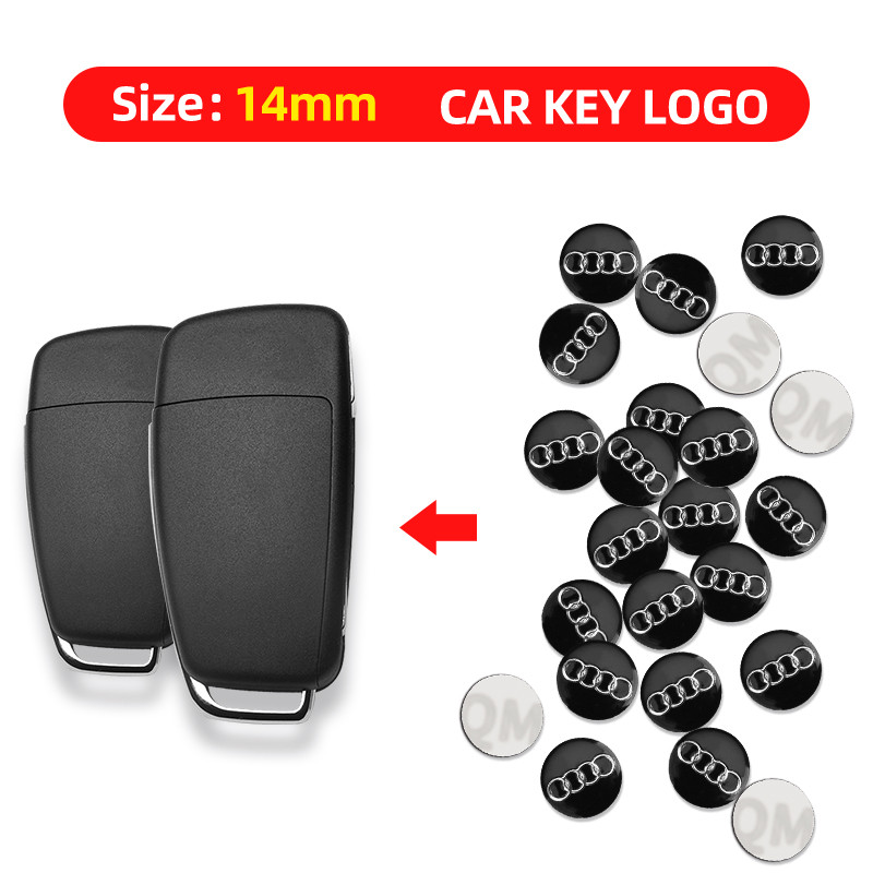Jual IMPORT 2/5/10pcs 14MM Car Remote Key Aluminum Logo Sticker For ...
