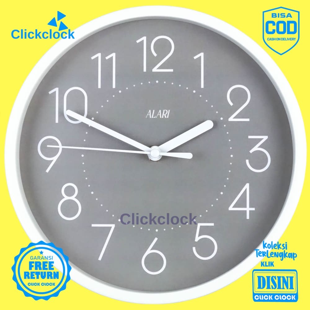 Jam Dinding Quartz Alari Minimalis Minimalis Abu AL1166-1668 Besar Hiasan Dinding Murah