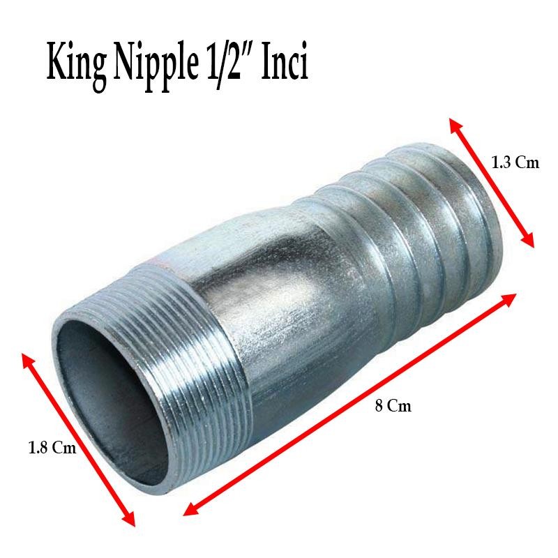 Jual King Nipple 1/2 Inch Nepel Selang Besi Galvanis Sambungan Pipa Npt ...