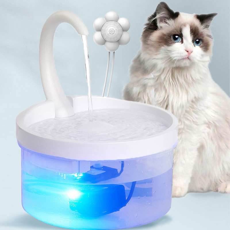 Jual Cat Water Dispenser LED Blue Light USB Powered Cats Water Fountain ...