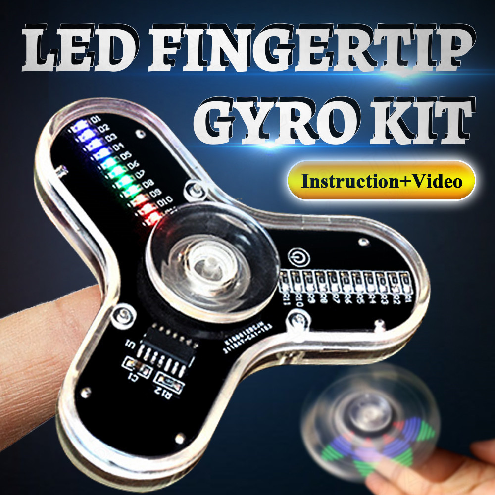 Jual PROMO DIY Fidget Top Kit Fingertip Gyros with LED Light DIY ...