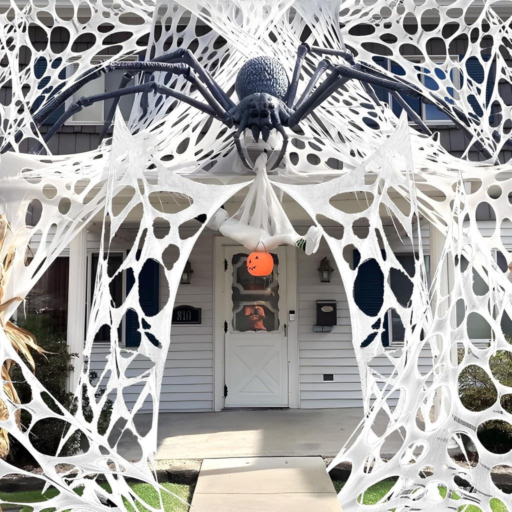 Jual Giant Stretchy Spider Web Halloween Decor 20Ft Cobweb Netting ...