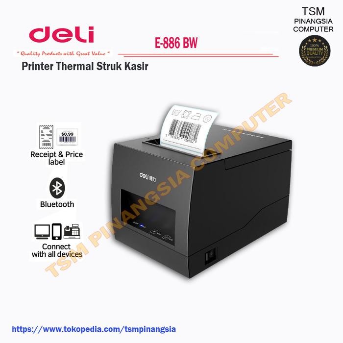 Jual Ready Deli E886 BW Printer Struk Kasir - USB Bluetooth Pos E 886 ...