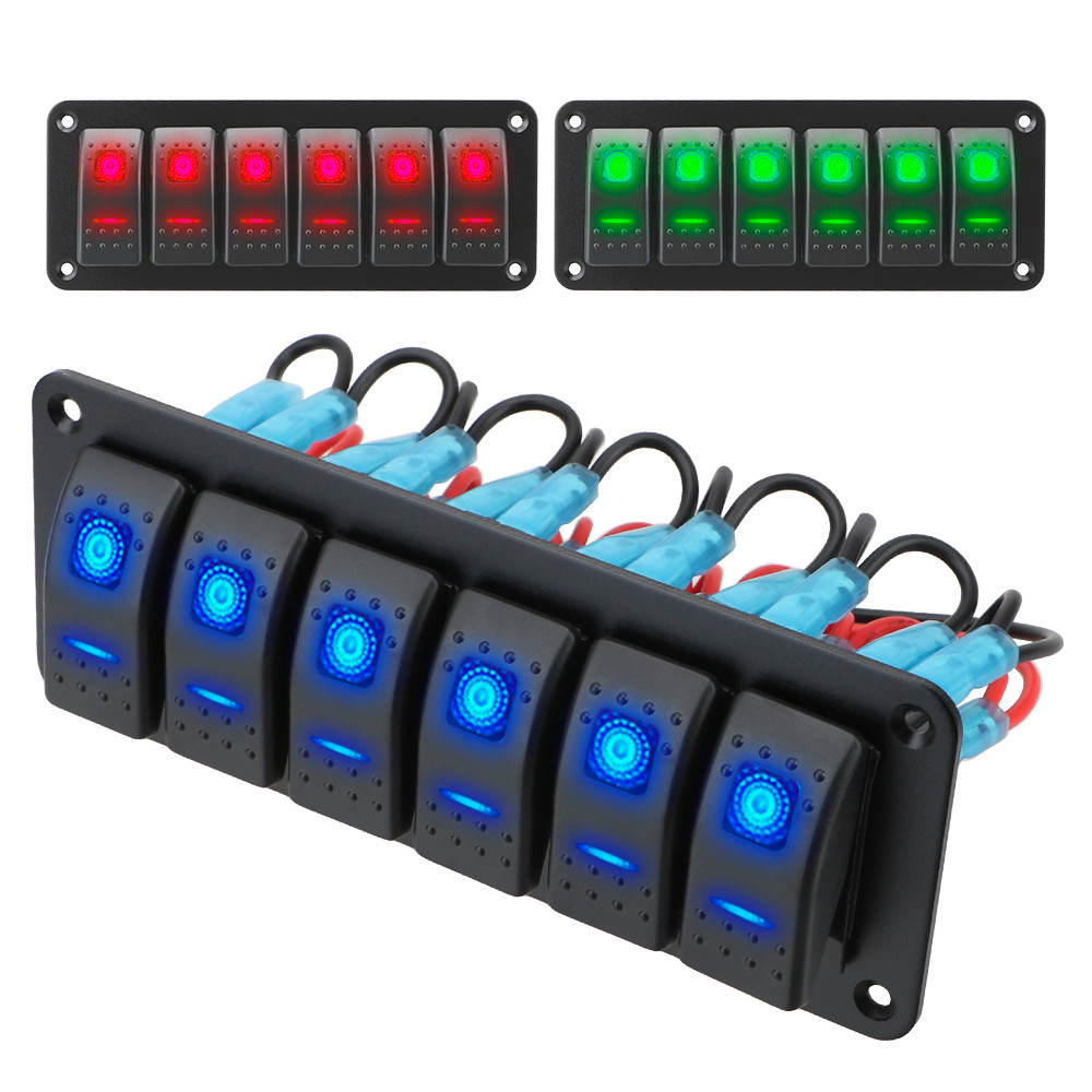 Jual ON-OFF Rocker Switch Panel Double Light Switch Waterproof LED ...