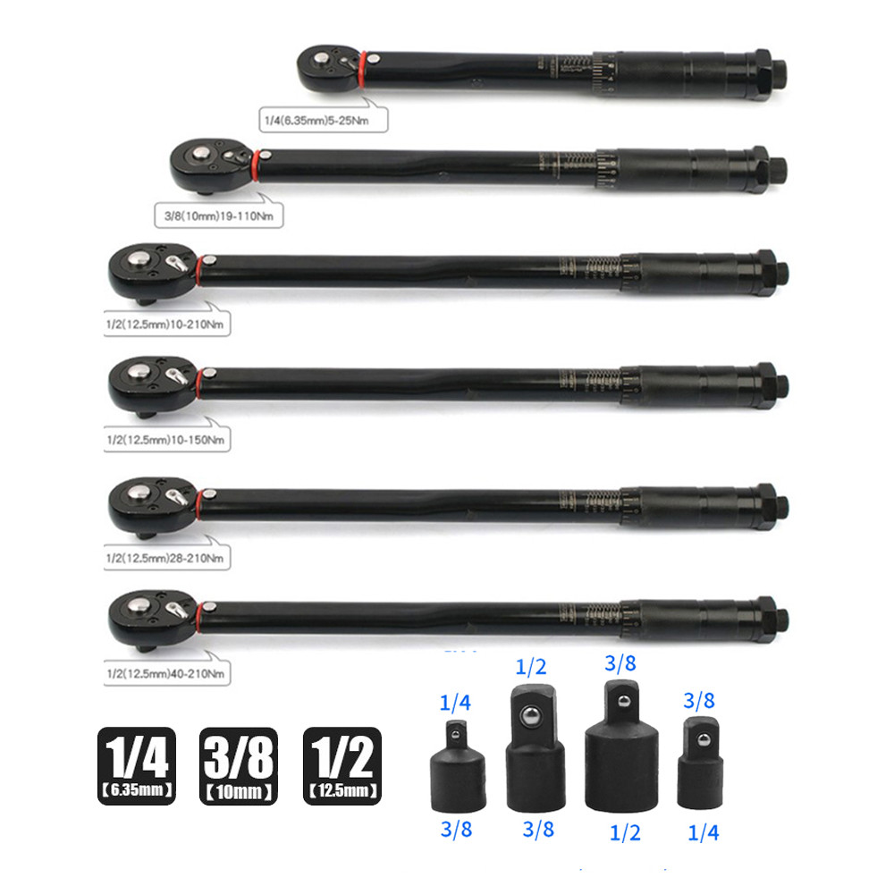 Jual 5-210N.m Torque Wrench 1/2'' 3/8'' 1/4'' Square Drive Preset ...