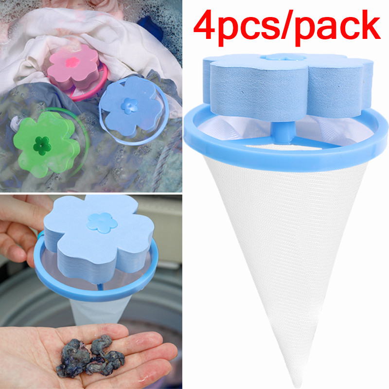 Jual 1/4Pc Washing Machine Cleaning Balls Laundry Filter Mesh Bag Hair ...
