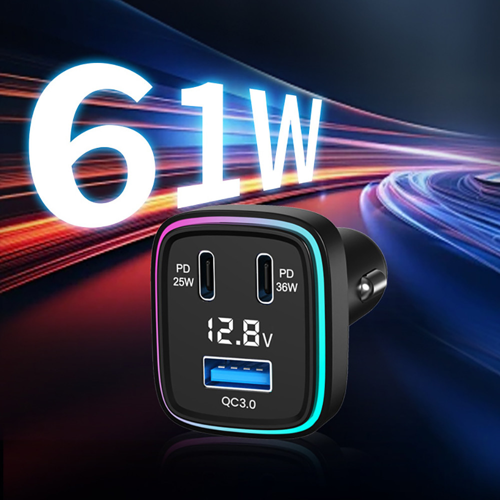 Jual BARU Car Charger Adapter Auto USB C Adapter Phone Charger 61W ...