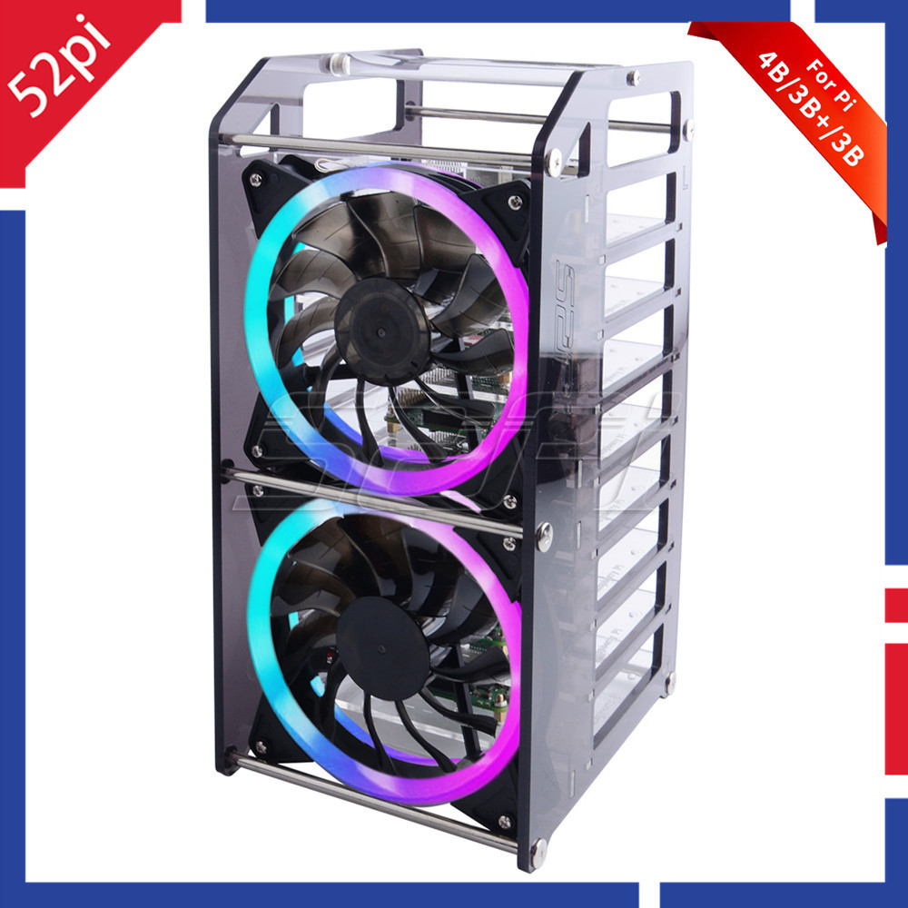 Jual PROMO 52Pi Rack Tower 8 Layer Acrylic Cluster Case Large Cooling ...