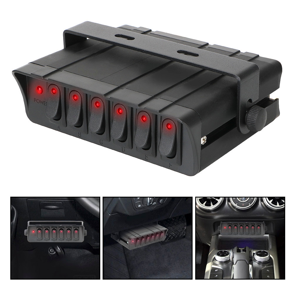 Jual BARU 12-24V 20A Waterproof Switch Panel 6 Gang Rocker Switch Box ...