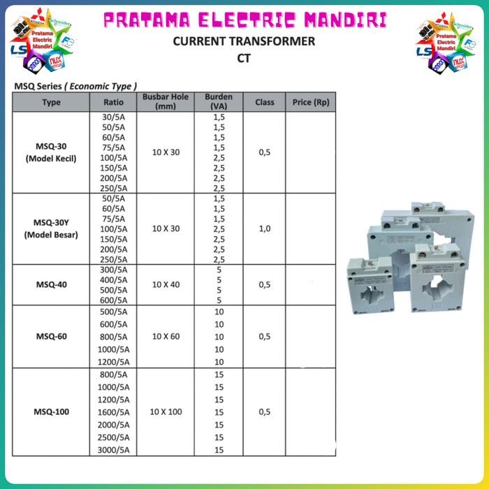 Jual FORT ECONOMIC TYPE CURRENT TRANSFORMER CT MSQ-40 MSQ 40 MSQ40 ...