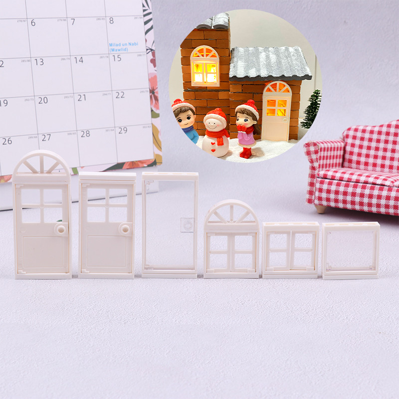 Jual 1/12 Dollhouse Villa Plastic Doors and Windows Mini House Window ...