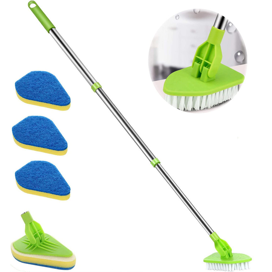Jual Extendable Floor Scrubber Triangle Sponge Telescopic Glass Wiper ...