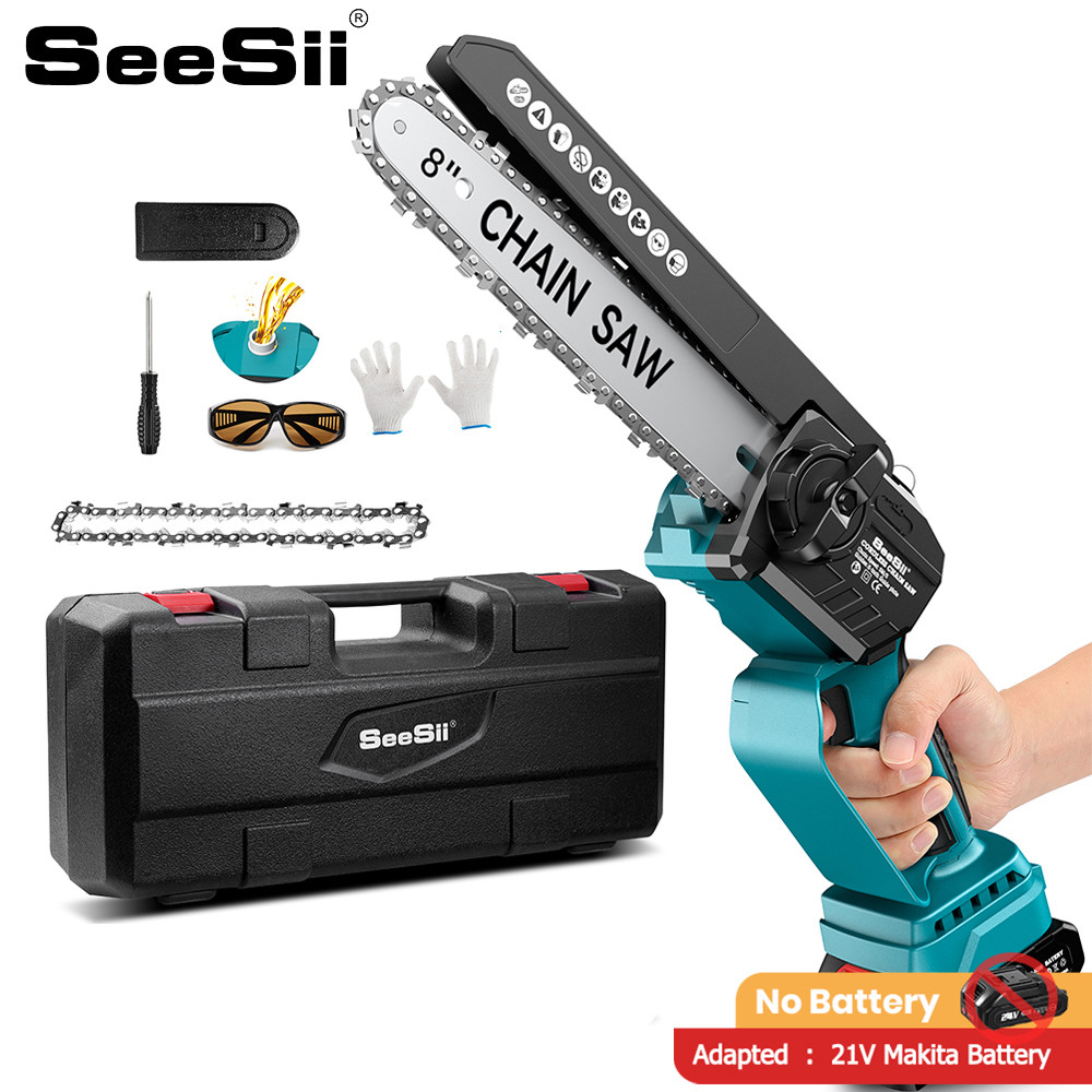 Jual SEESII 8 Inch Brushless Electric Chainsaw Cordless Chain Saw Wood ...