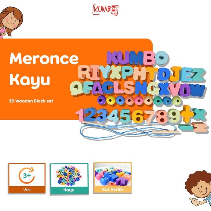 Jual Mainan Edukasi Meronce Kayu Bergambar, 3D Wooden Block Set ...