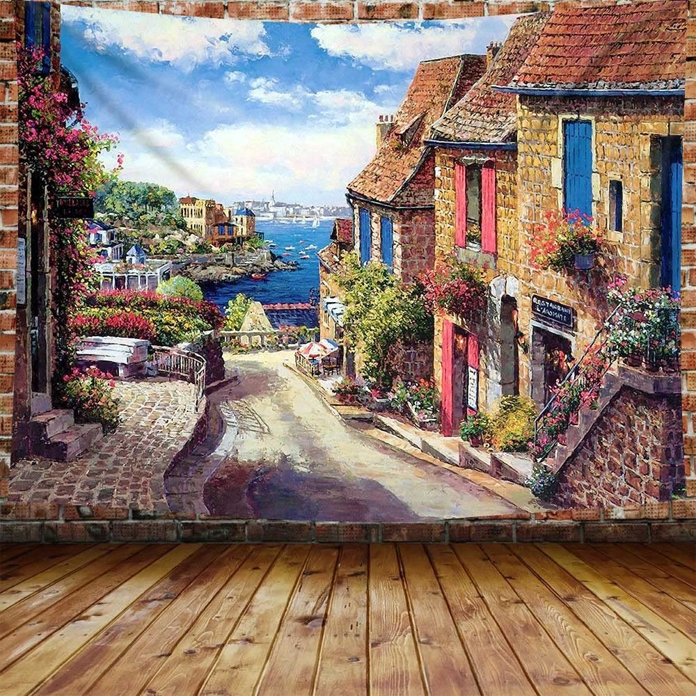 Jual Nature Tapestry Idyllic Village Small Town European Pastoral ...