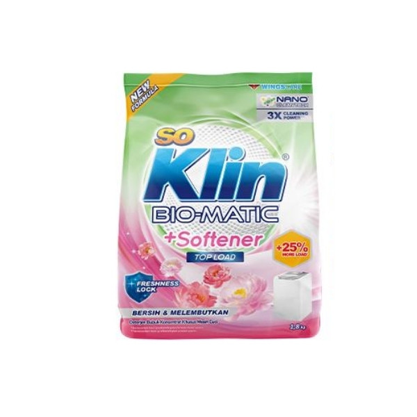 Jual SOKLIN BIO-MATIC DETERGENT TOP LOAD SOFTENER 1,8 KG | Shopee Indonesia