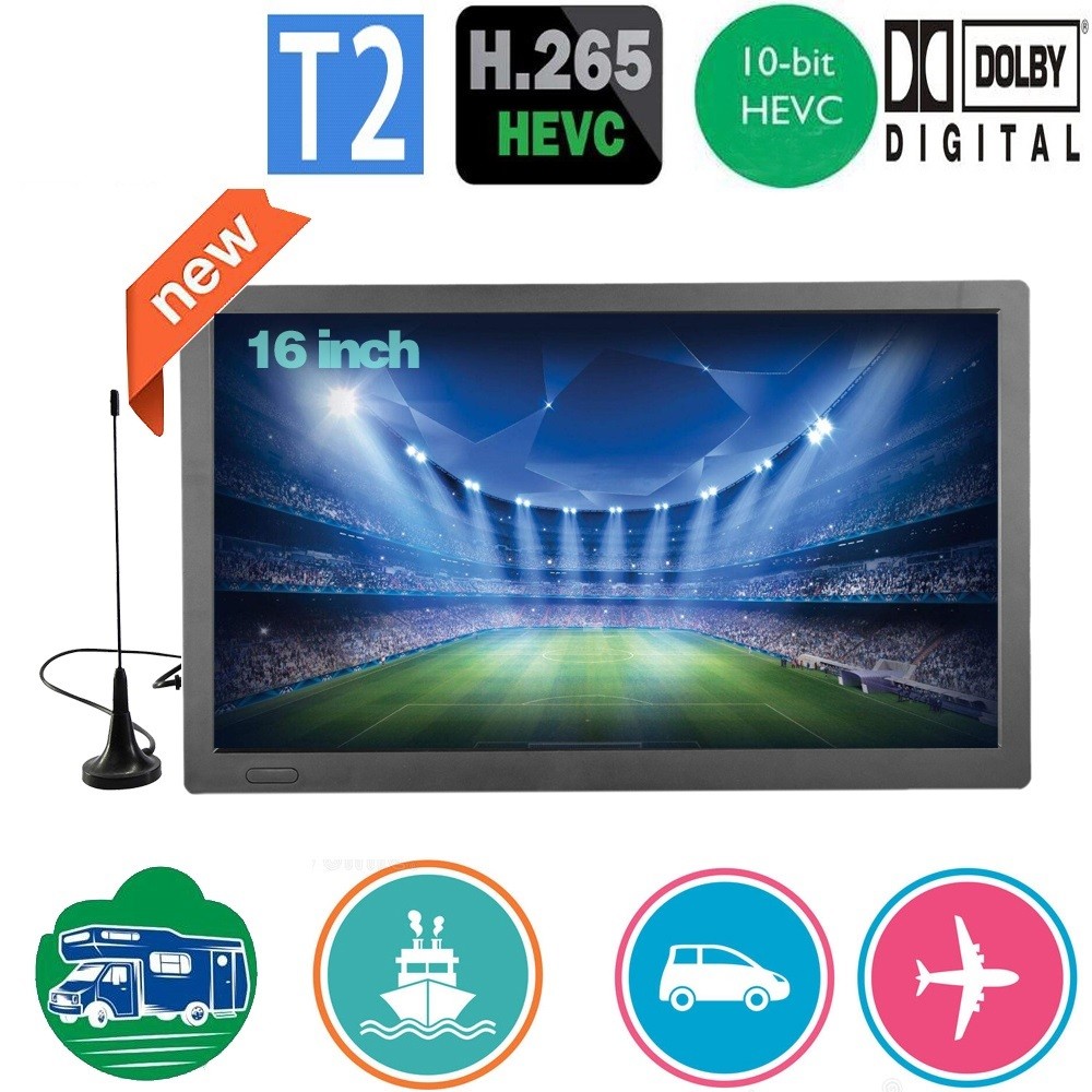 Jual Top 16 Inch Portable Mini Digital TV Support DVB-T2 Hevc H265 ...
