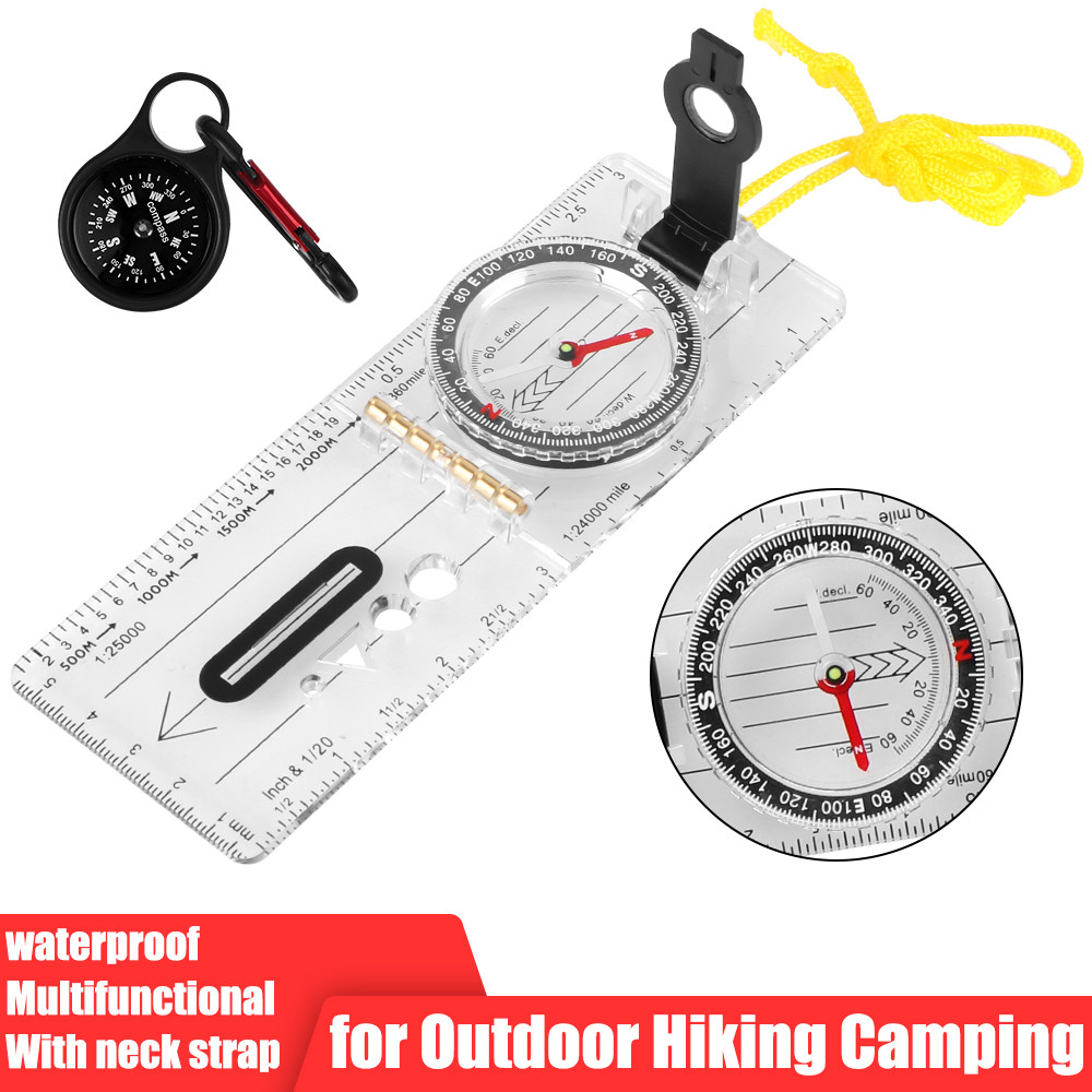 Jual Portable Scaled Map Ruler Compass For Outdoor Hiking Forest ...