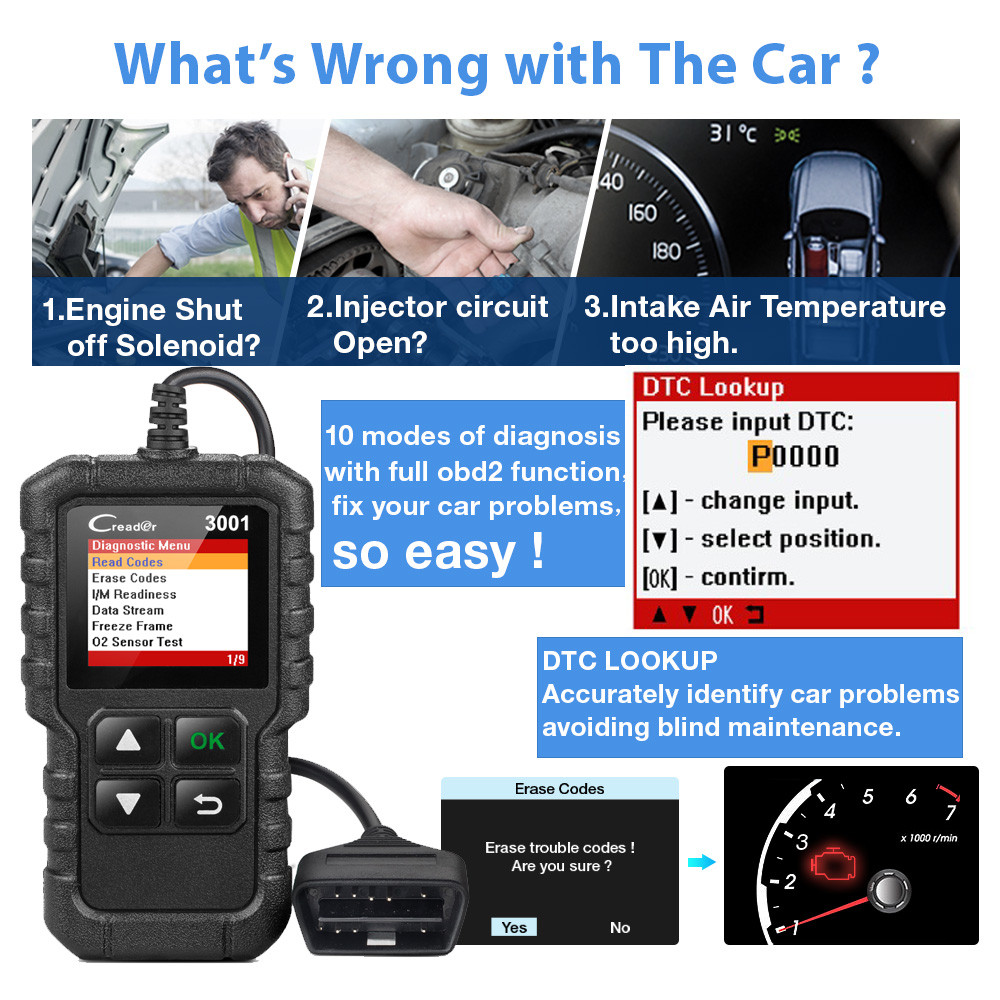 Jual LAUNCH CR3001 X431 CR 3001 OBD2 Diagnostic Tools Support Full ...