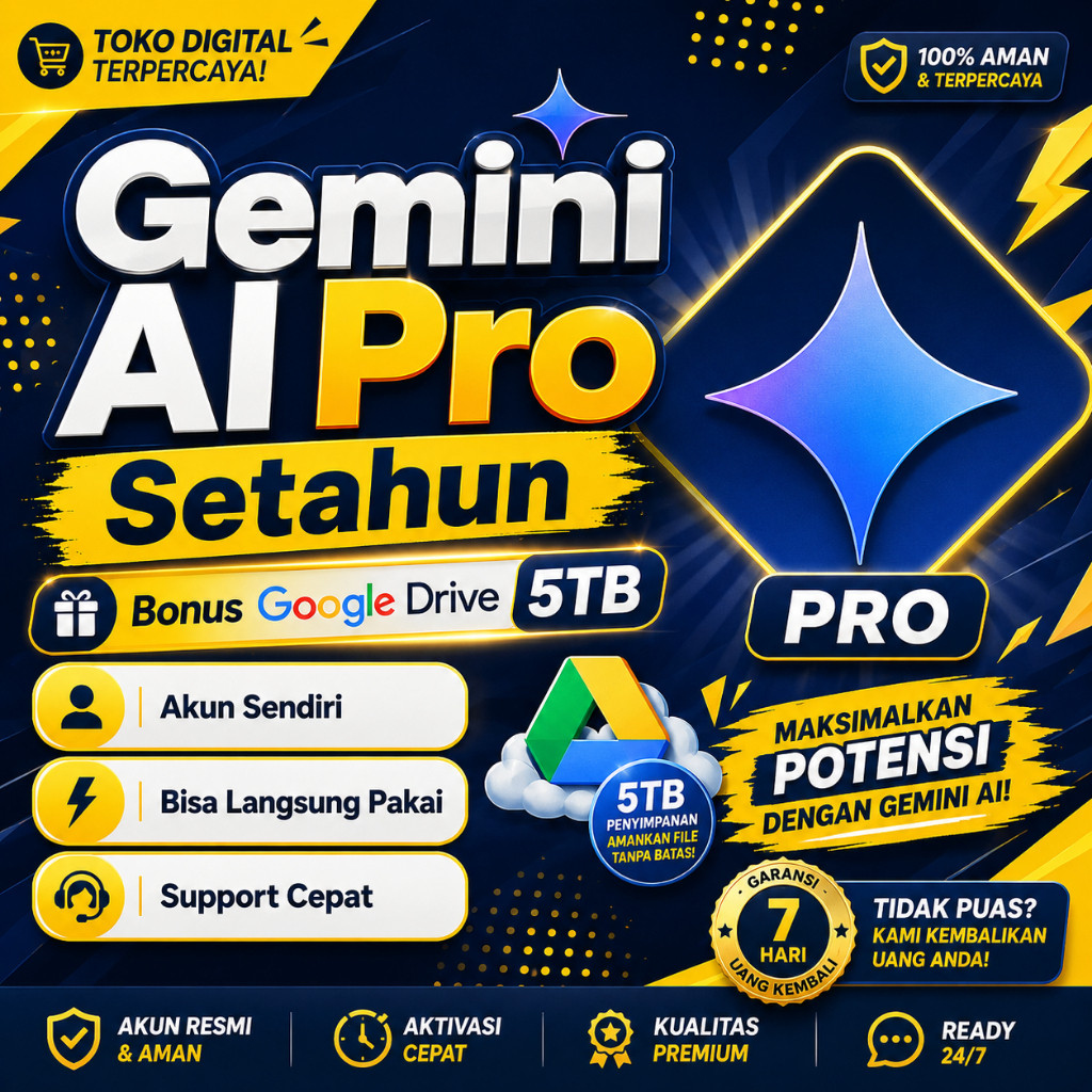 Jual Google AI Pro 1 Tahun | Gemini AI Pro + Google Flow | Drive 5TB ...