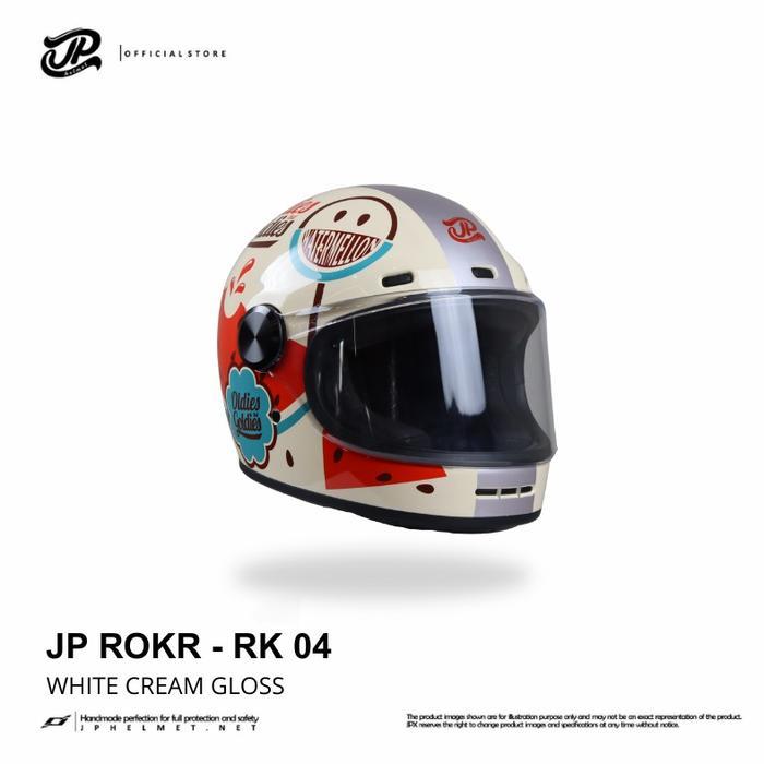 Jual Helm Fullface Retro JP ROKR - RK 04 White Cream Gloss | Shopee ...